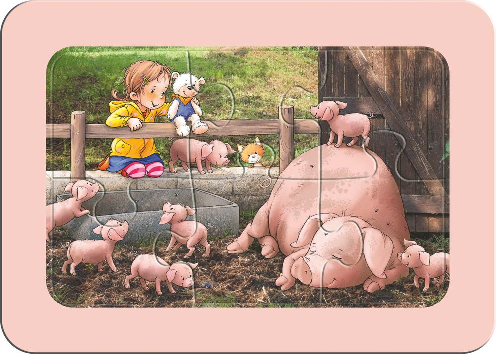 3 x 6 Teile Ravensburger Kinder Rahmen my first puzzles Lotta auf dem Bauernhof 05679