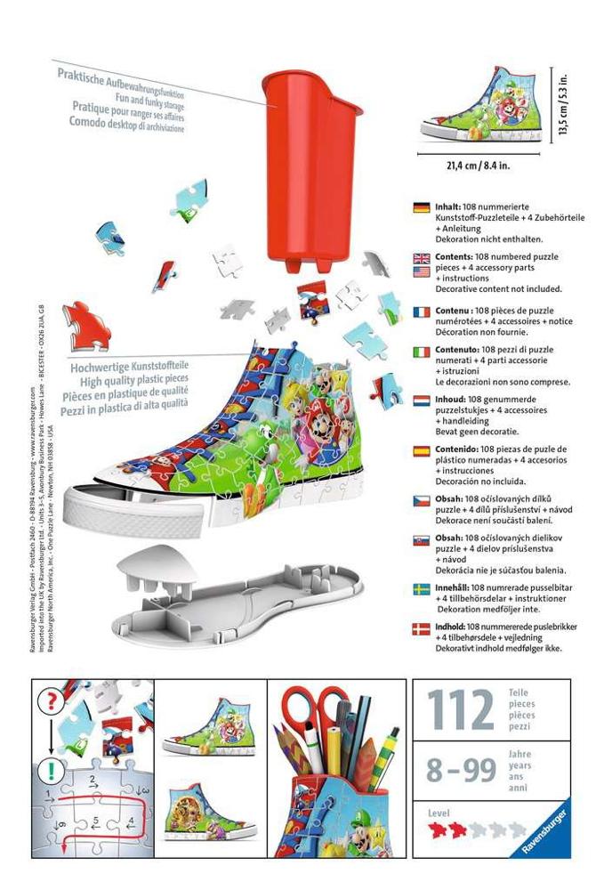 108 Teile Ravensburger 3D Puzzle Sneaker Super Mario 11267