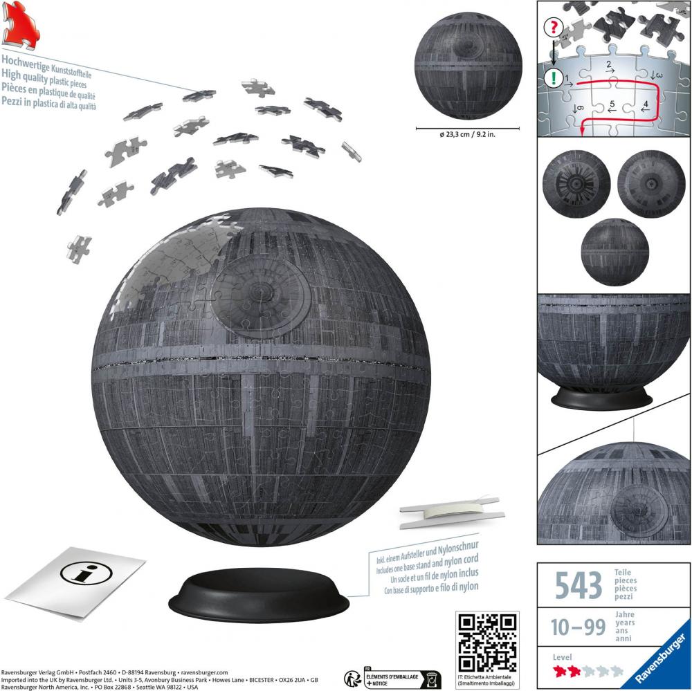 540 Teile Ravensburger 3D Puzzle Ball Star Wars Todesstern 11555