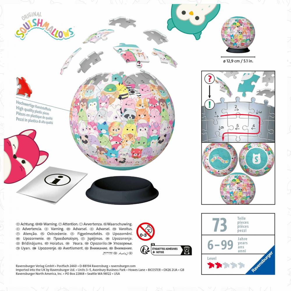 72 Teile Ravensburger 3D Puzzle Ball Squishmallows 11583