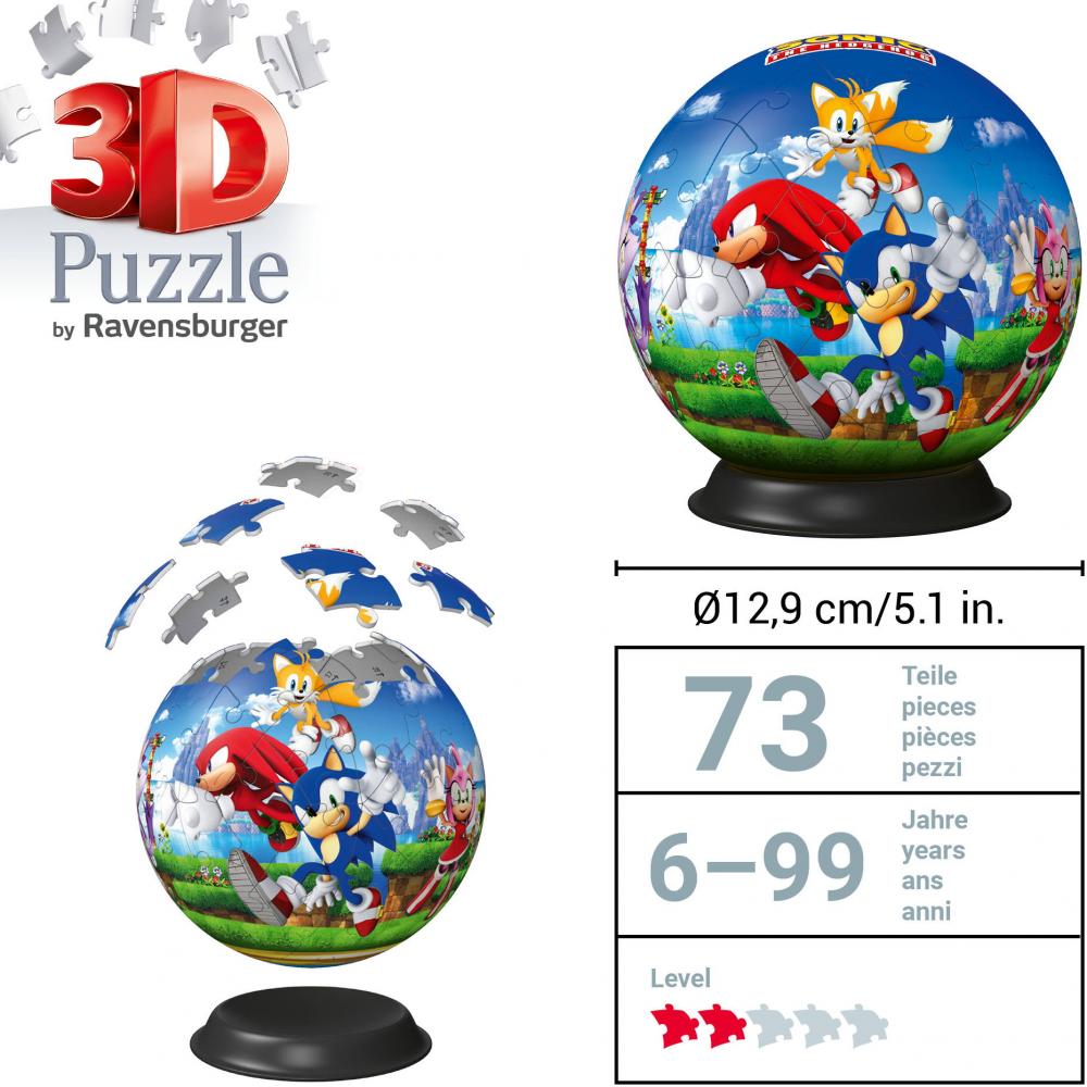 72 Teile Ravensburger 3D Puzzle Ball Sonic the Hedgehog 11592