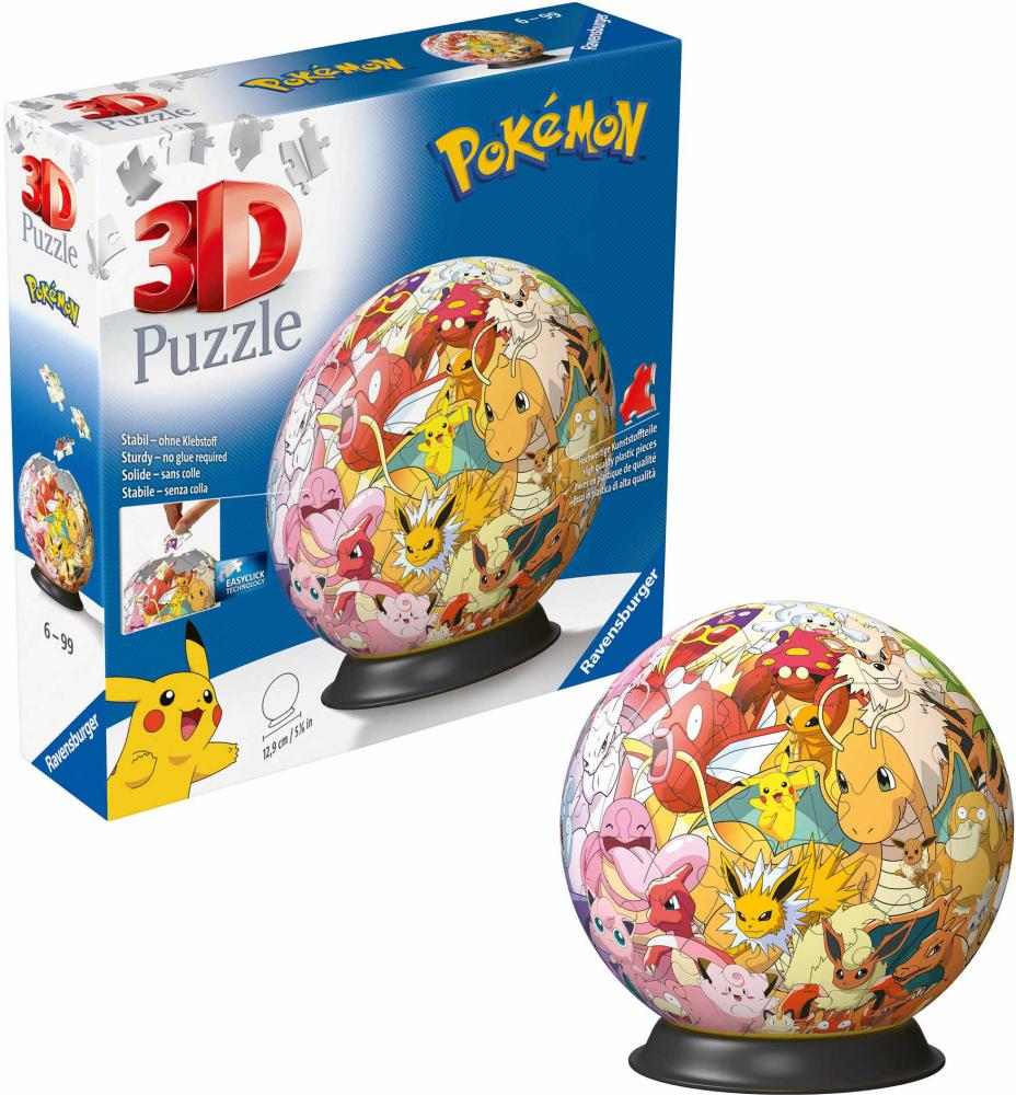 72 Teile Ravensburger 3D Puzzle Ball Pokémon Kanto Region 11595