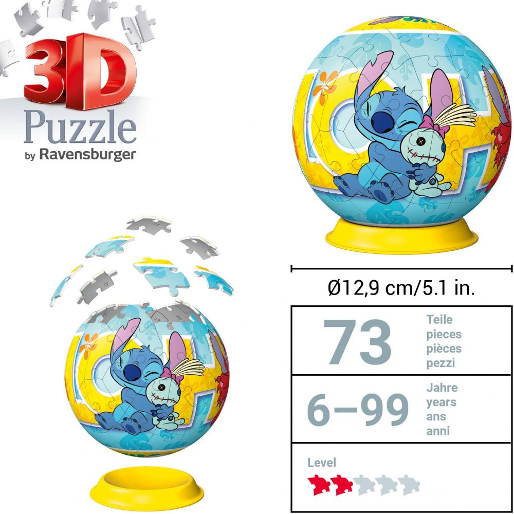 72 Teile Ravensburger 3D Puzzle Ball Disney Stitch 11596