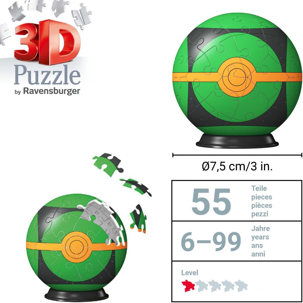 54 Teile Ravensburger 3D Puzzle Ball Pokémon Finsterball 11626