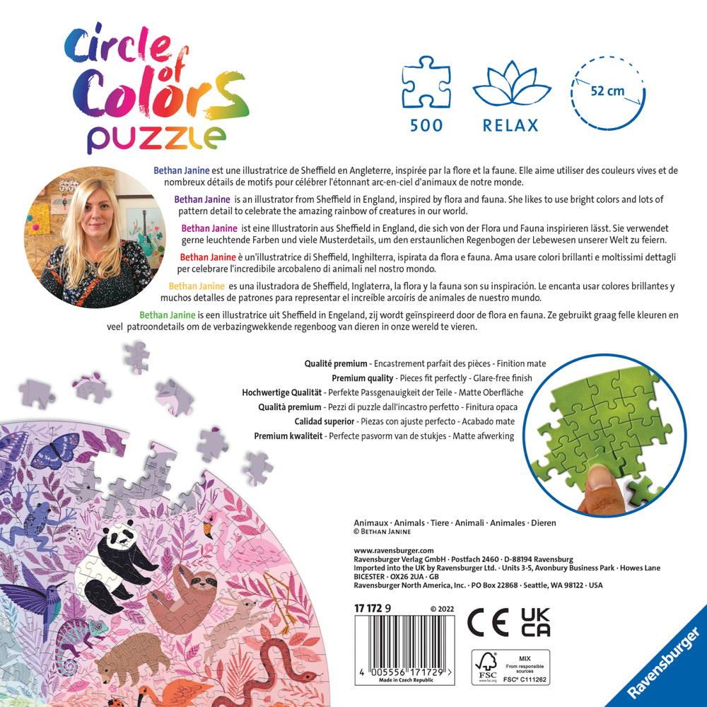 500 Teile Ravensburger Puzzle Circle of Colors Animals 17172