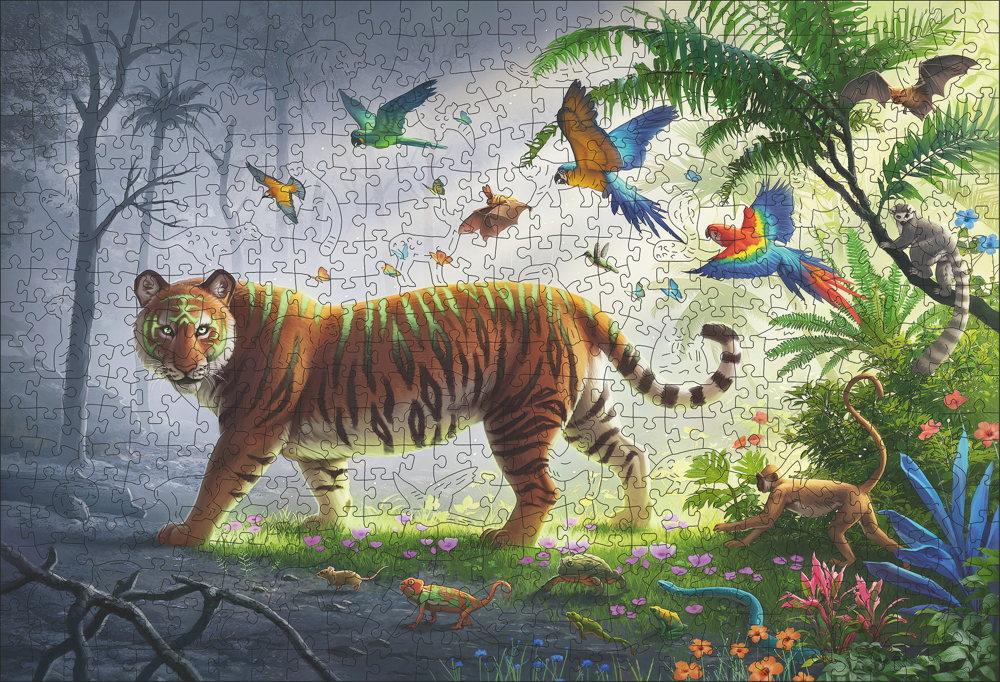 500 Teile Ravensburger Puzzle Wooden Holz Tiger im Dschungel 17514