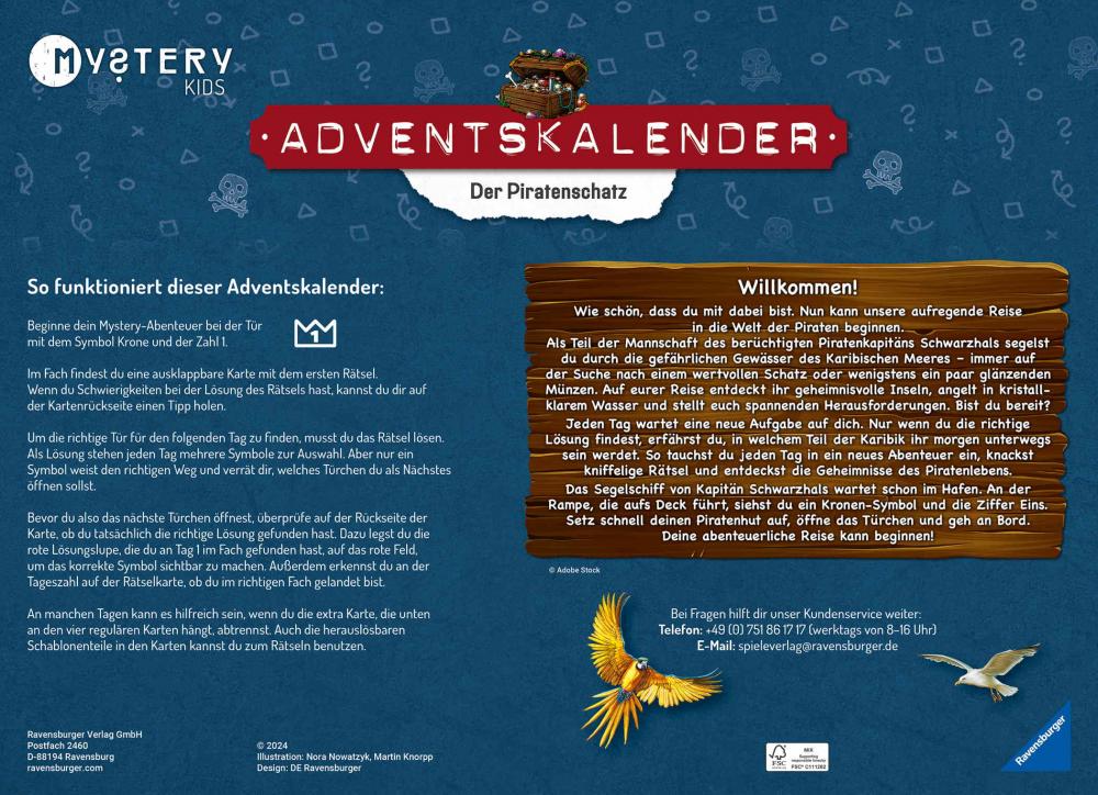 Ravensburger Mystery kids Adventskalender Der Piratenschatz ab 6 Jahren 20186