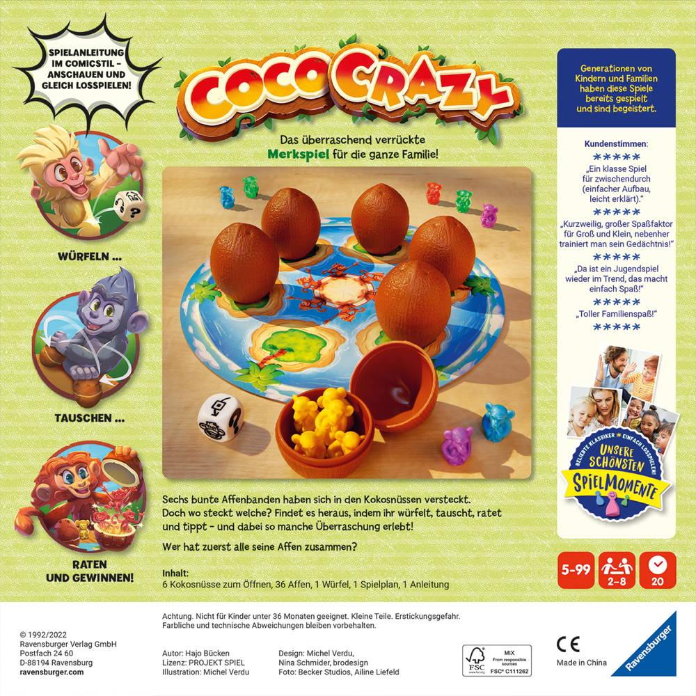 Ravensburger Kinderspiel Merkspiel Coco Crazy 20897