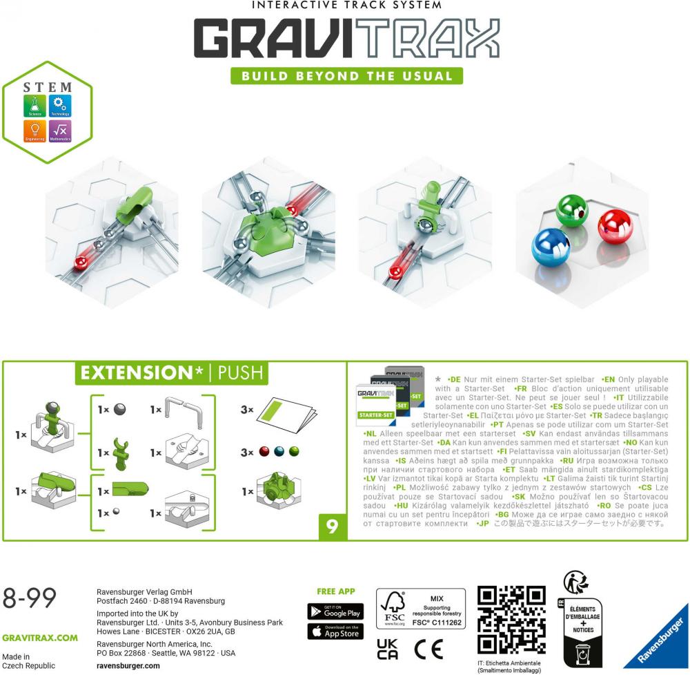 Ravensburger Kugelbahn GraviTrax CORE Extension Push 22438