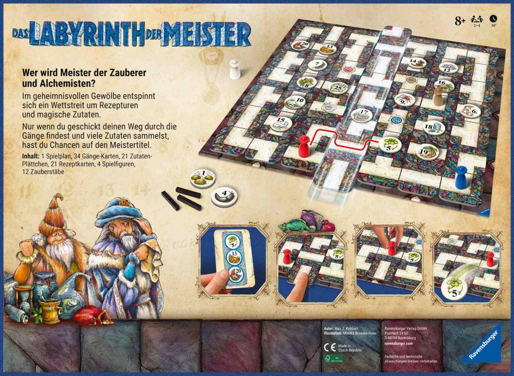 Ravensburger Familienspiel Such- und Schiebespiel Labyrinth der Meister 22474