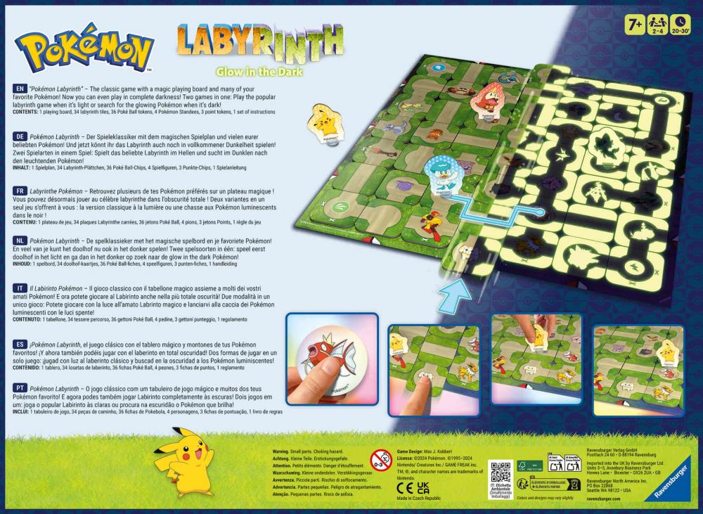 Ravensburger Familienspiel Such- und Schiebespiel Pokémon Labyrinth Glow in the dark 22705