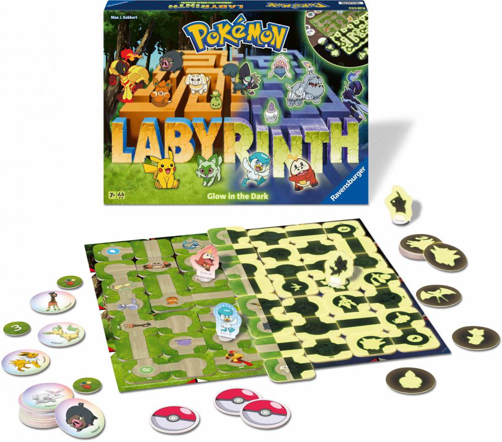 Ravensburger Familienspiel Such- und Schiebespiel Pokémon Labyrinth Glow in the dark 22705