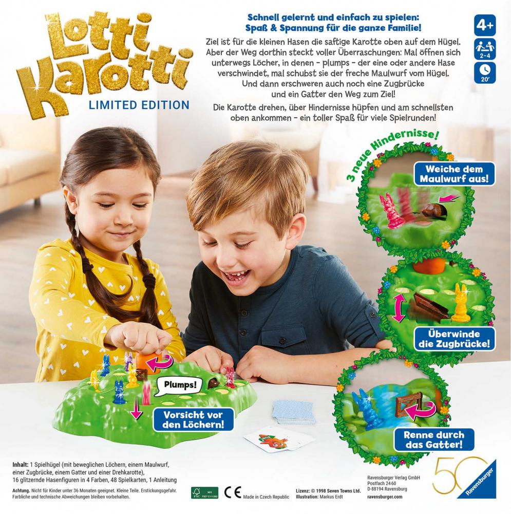 Ravensburger Kinderspiel Wettlaufspiel Lotti Karotti Sonderausgabe 50 Jahre blaues Dreieck 23005