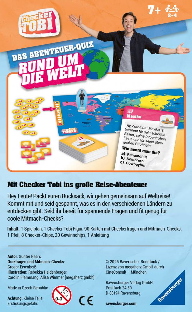 Ravensburger Mitbringspiel Quizspiel Checker Tobi Rund um die Welt 23492