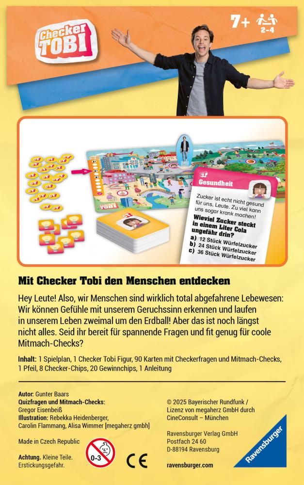 Ravensburger Mitbringspiel Quizspiel Checker Tobi Rund um uns Menschen 23493