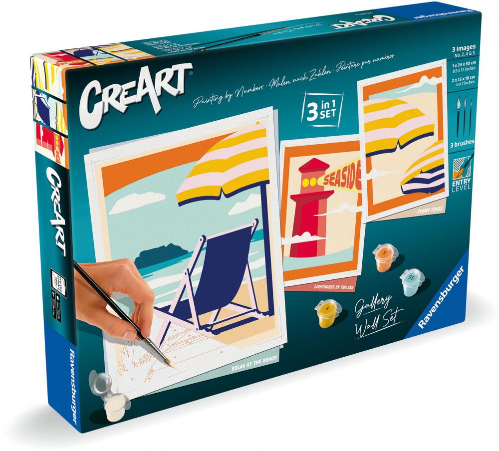 Ravensburger Malen nach Zahlen CREART Trend Gallery Wand Set Am Strand 1x C & 2x E 23901