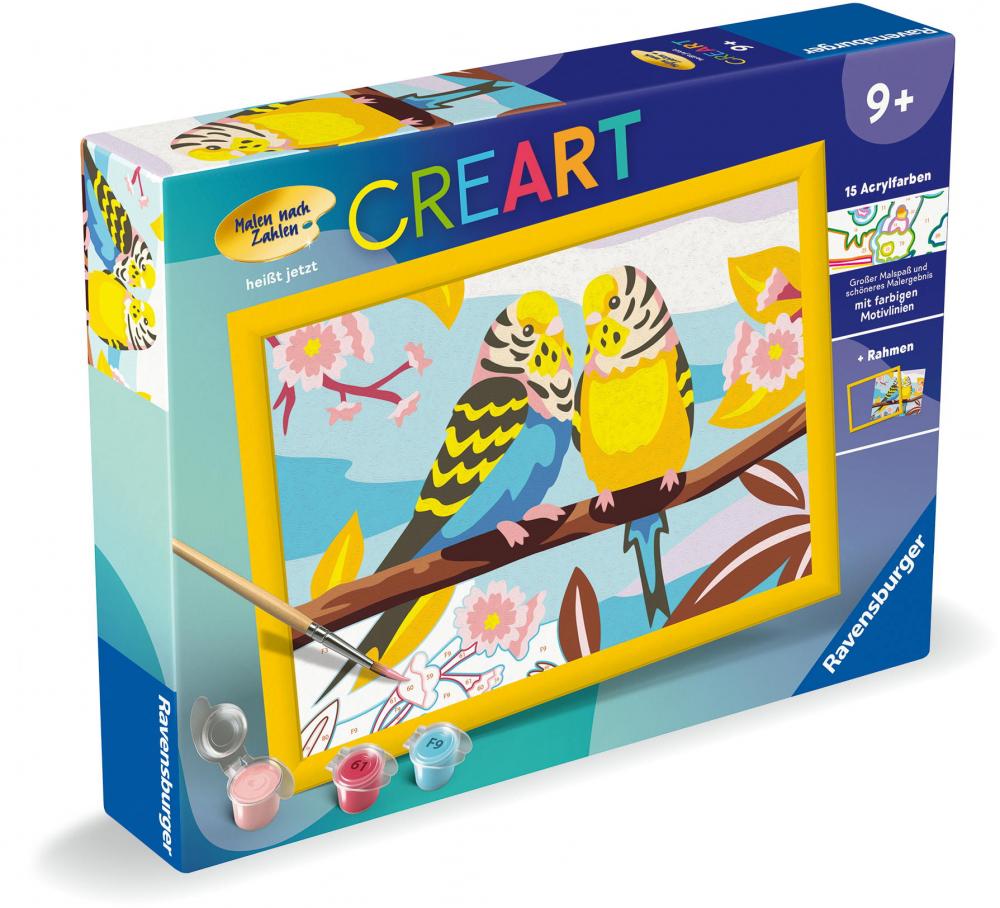 Ravensburger Malen nach Zahlen CREART Serie D Bunte Wellensittiche 23994