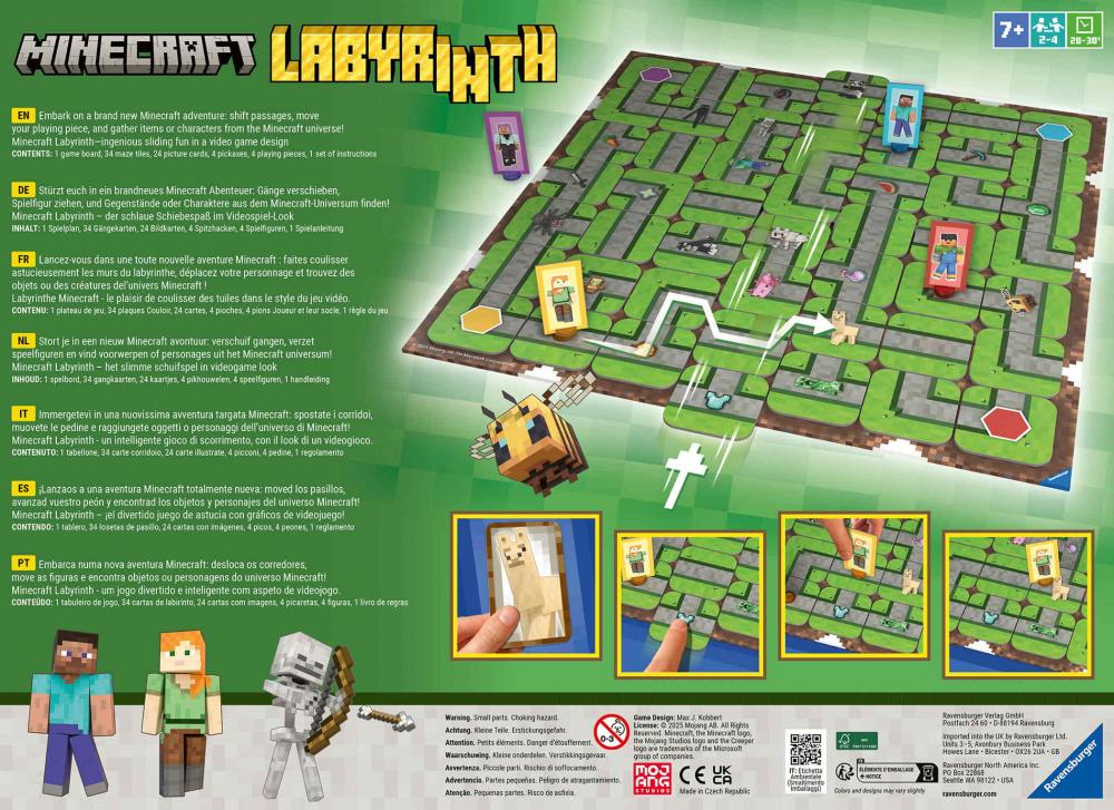 Ravensburger Familienspiel Such- und Schiebespiel Labyrinth Minecraft 24684