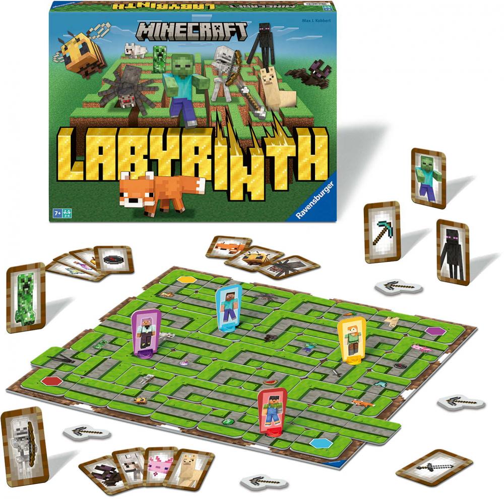 Ravensburger Familienspiel Such- und Schiebespiel Labyrinth Minecraft 24684