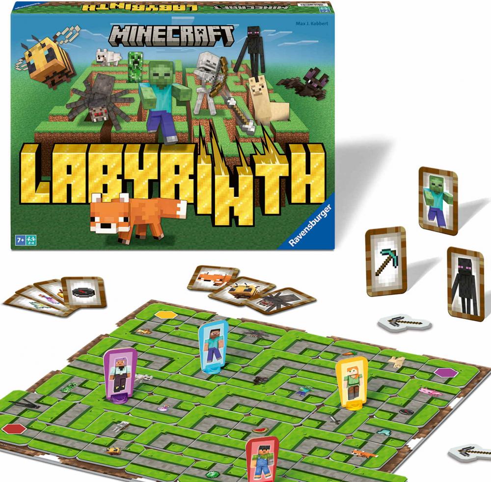 Ravensburger Familienspiel Such- und Schiebespiel Labyrinth Minecraft 24684