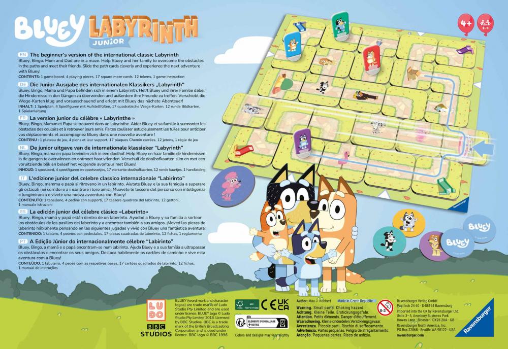 Ravensburger Kinderspiel Such- und Schiebespiel Labyrinth Bluey Junior 24711