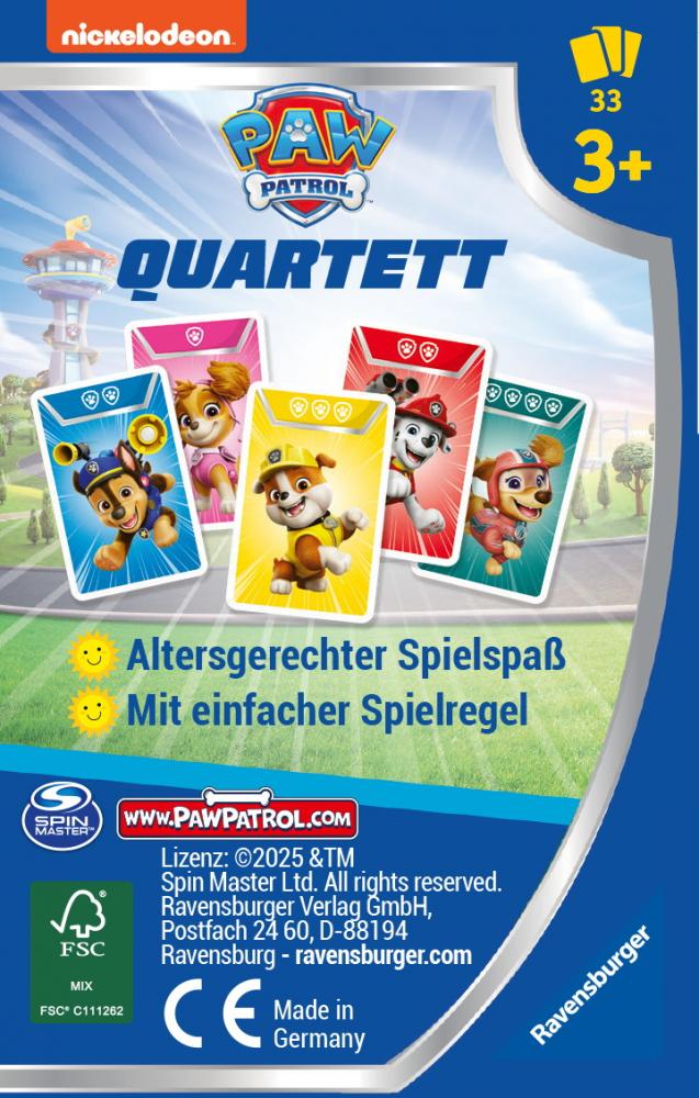 32 Blatt Ravensburger Kinder Kartenspiel Erster Kartenspaß Paw Patrol Quartett 24760