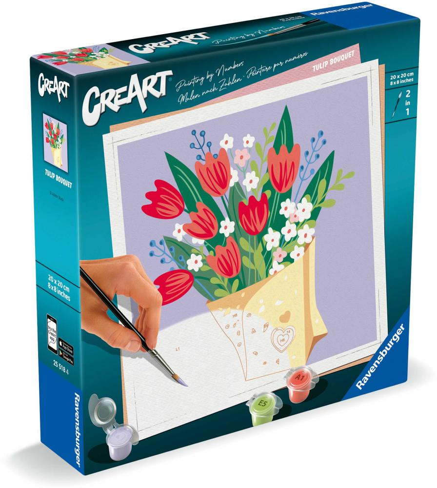 Ravensburger Malen nach Zahlen CREART Trend Serie Quadratisch Adults Trend Tulpenstrauß 25518