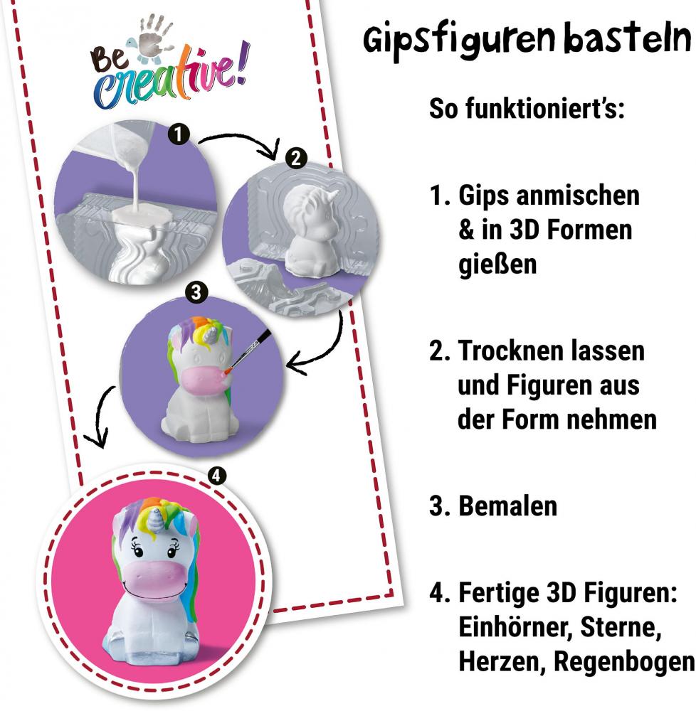 Ravensburger Gipsfiguren Be Creative Midi Bastelset DIY Gipsfiguren gießen Einhorn 25531