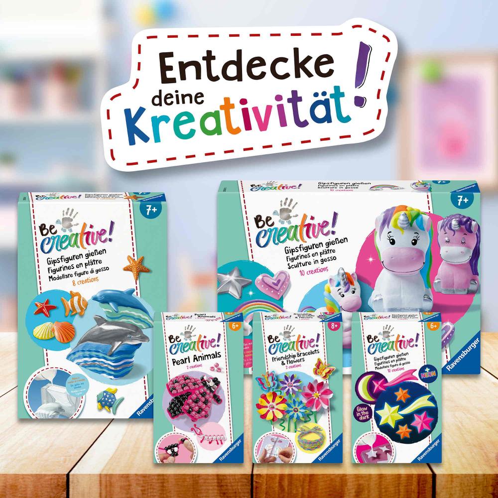 Ravensburger Gipsfiguren Be Creative Midi Bastelset DIY Gipsfiguren gießen Einhorn 25531