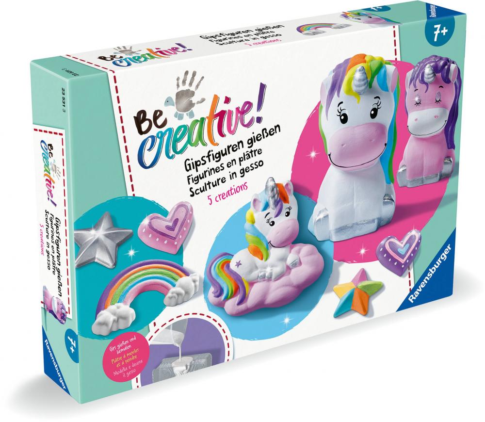 Ravensburger Gipsfiguren Be Creative Midi Bastelset DIY Gipsfiguren gießen Einhorn 25531