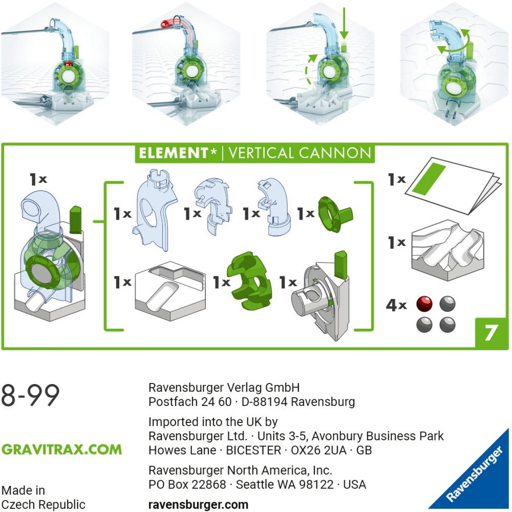 Ravensburger Kugelbahn GraviTrax CORE Element Vertical Cannon 27465