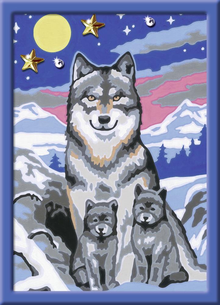 Ravensburger Malen nach Zahlen Classic Sonderserie E Brilliant Süße Wolfsfamilie 27784