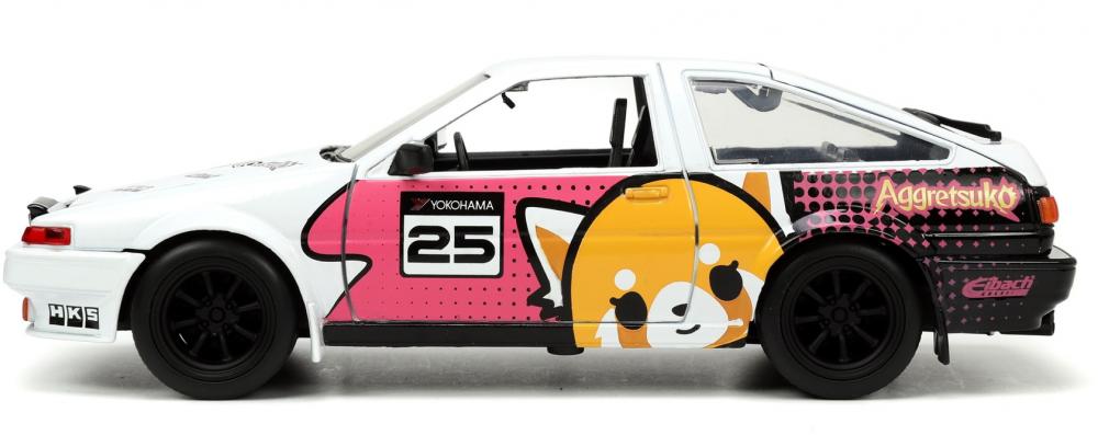 Jada Modellauto Hollywood Rides Aggretsuko 1986 Toyota Trueno AE86 mit Figur 1:24 253255056