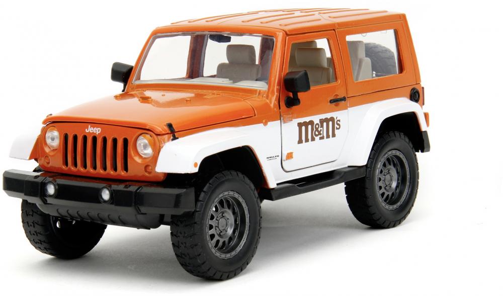 Jada Modellauto Hollywood Rides M&Ms Orange 2007 Jeep Wrangler mit Figur 1:24 253255068