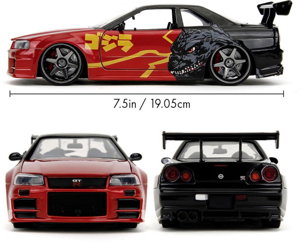 Jada Modellauto Hollywood Rides Godzilla Nissan Skyline GTR 1:24 253253024