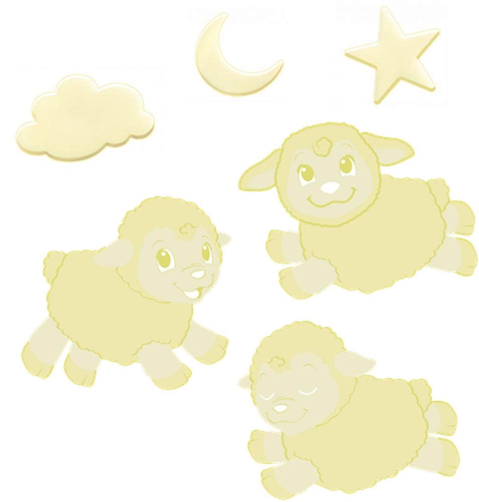 ABC Dekoration Kinderzimmer Glow in the Dark Happy Sheeps 24 Teile 104010045