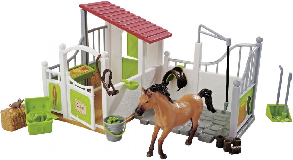 Simba Spielzeug Spielwelt Tierwelt Pferdebox und Waschplatz mit Pferd 104342646