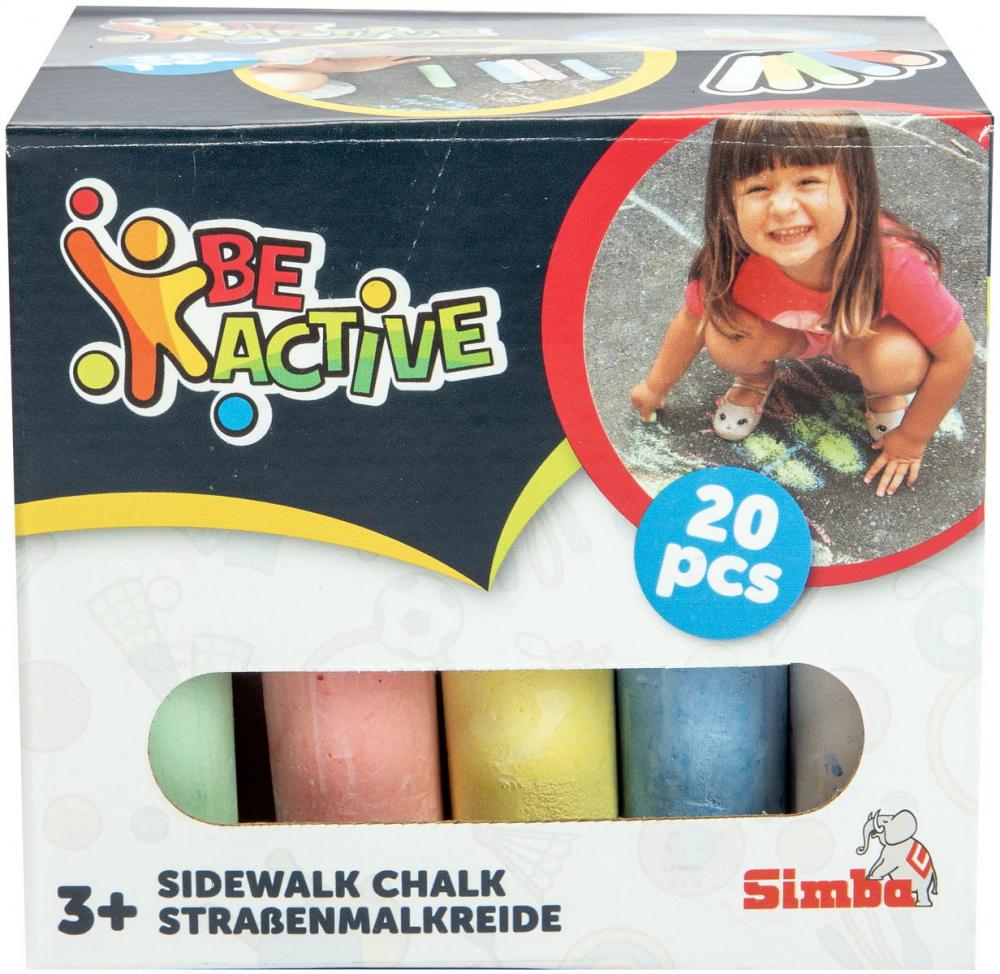 Simba Outdoor Straßenmalkreide Be Active 20 Stück in 5 Farben: Blau, Gelb, Rot, Grün, Weiß 106336210