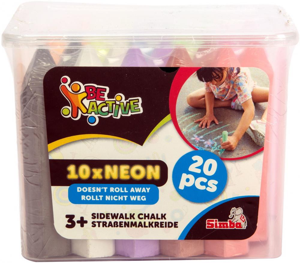 Simba Outdoor Straßenmalkreide Neon Be Active 10x Neon und 10x Standard im Eimer 106336211