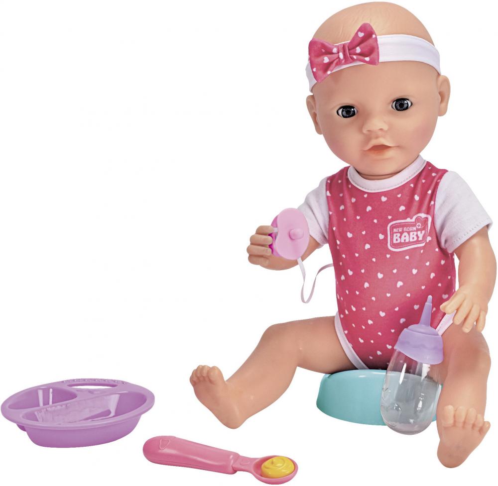 Simba Puppe New Born Baby Spielpuppe Hungry Set Essen, Löffel, füttern 105030518