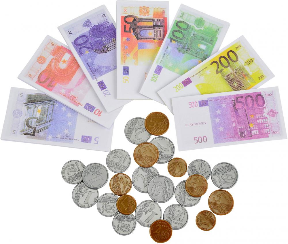 Simba Spielzeug Spielwelt Shopping Euro Spielgeld 24 Münzen und 70 Scheine 104528647