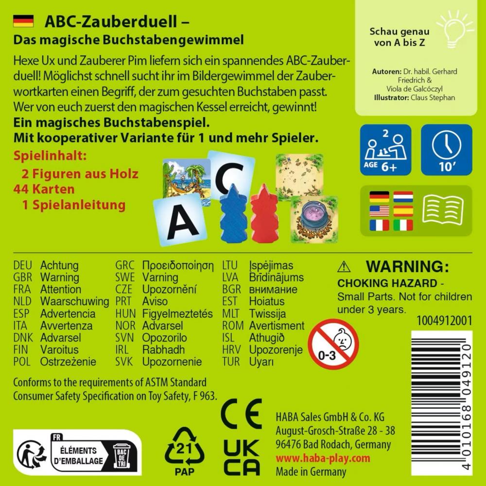 HABA Supermini-Mitbringspiel Buchstabenspiel ABC Zauberduell 1004912001