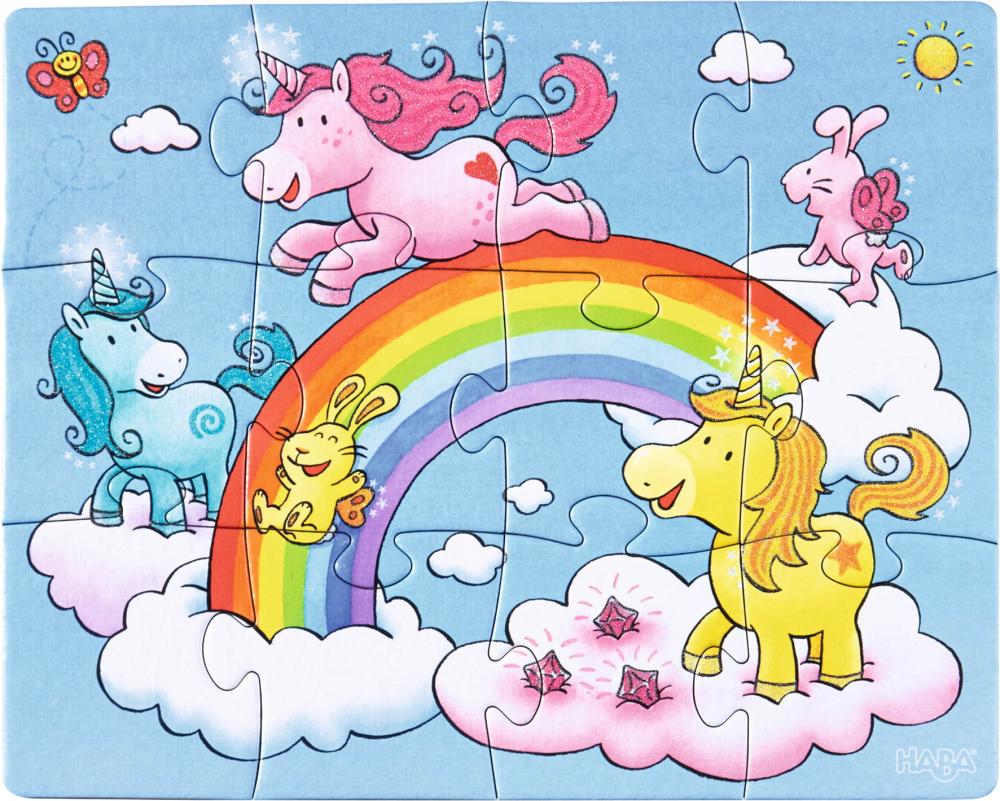 12, 15, 18 Teile HABA Kinder Puzzle Einhorn Glitzerglück 1300299001