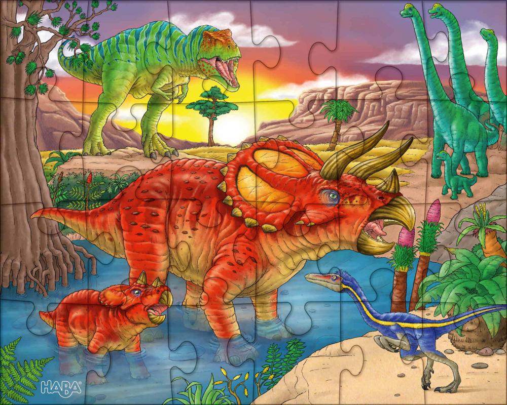 3 x 24 Teile HABA Kinder Puzzle Dinosaurier 1303377001