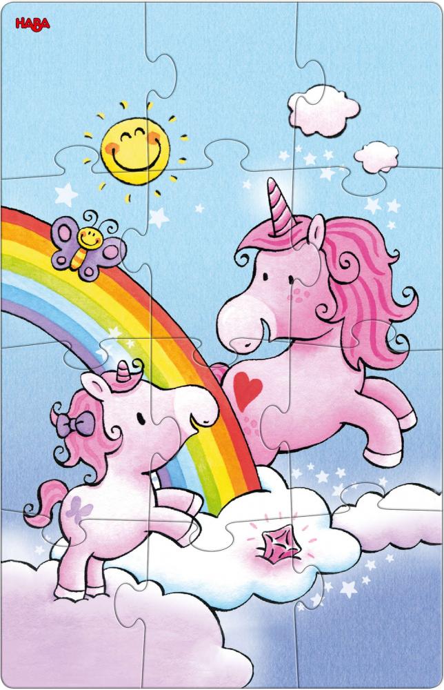 2 x 12 Teile HABA Kinder Puzzle Einhorn Glitzerglück Rosalie & Friends 1306164001