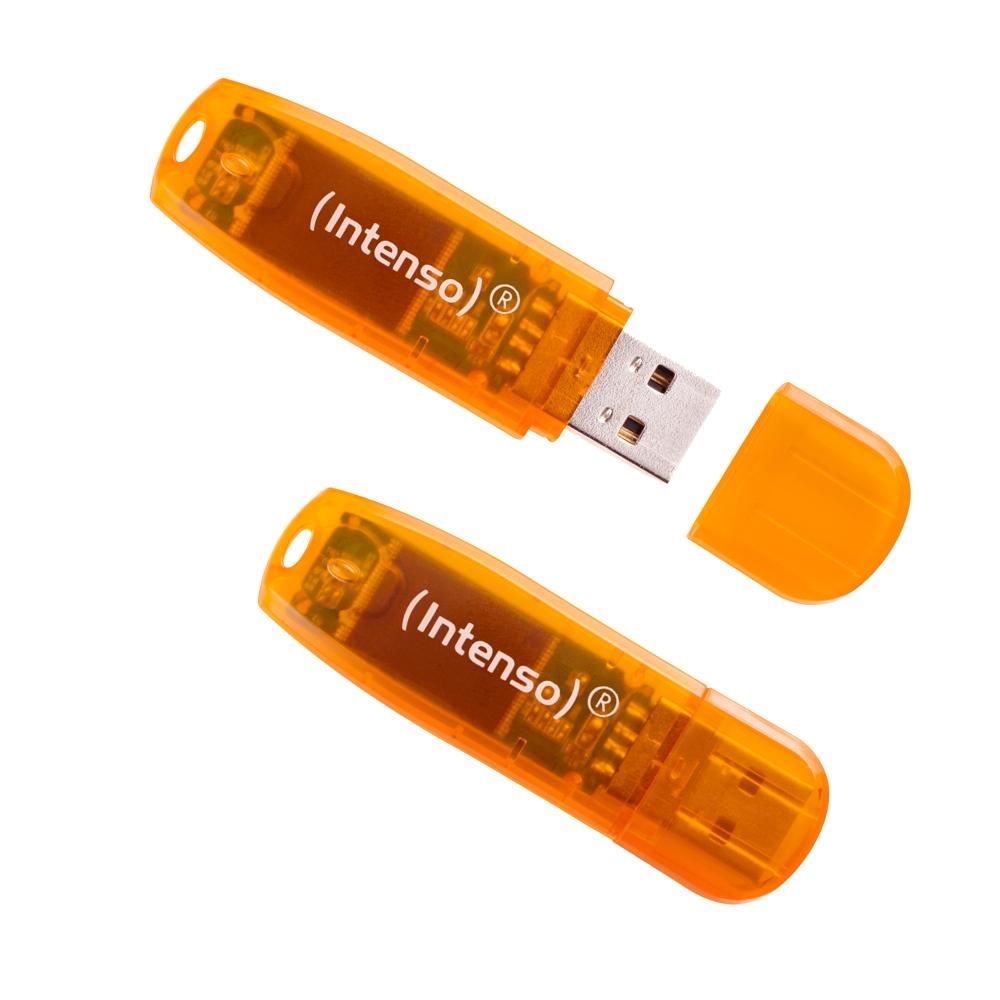 Intenso USB Stick 64GB Speicherstick Rainbow Line orange 2er Pack