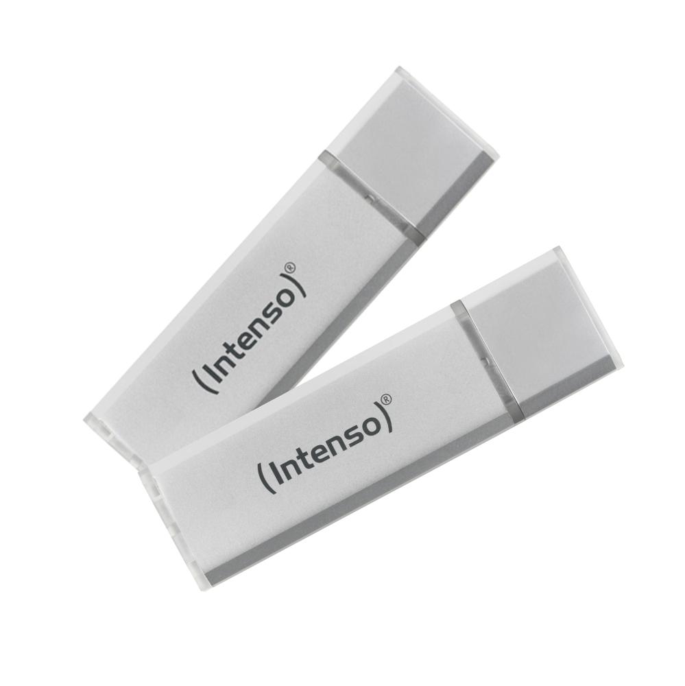 Intenso USB Stick 64GB Speicherstick Ultra Line silber USB 3.2 2er Pack