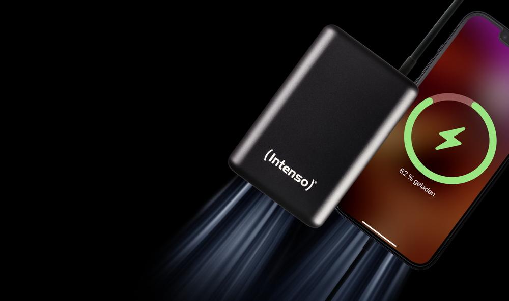 Intenso Powerbank mobile Ladestation A10000 QuickCharge 10000 mAh 1x USB Typ A und C OUT schwarz