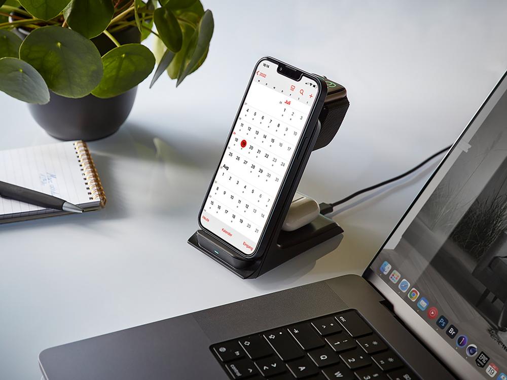 Intenso Wireless Charger Stand BS13 Output bis 15W 3in1 Ladestation für 3 Geräte schwarz