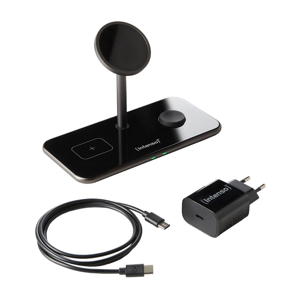 Intenso 3in1 Magnetic Wireless Chraging Stand MB13 Ladestation für 3 Geräte schwarz